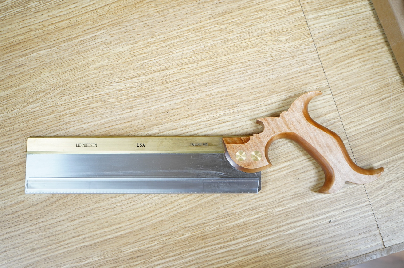 A boxed Lie Nielsen Toolworks 0.015 dovetail saw